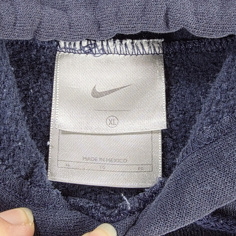 Vintage Nike Hoodie Centered Spell Out Nike Logo Men Sz XL Fleece Pullover Navy‎ - Picture 3 of 7